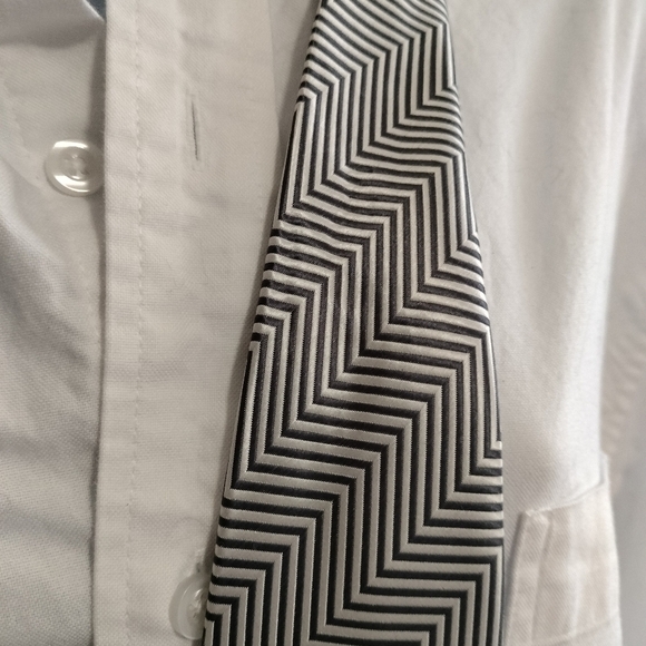 Alexander Logan Neckwear TIEMART Aquamarine Navy Striped Necktie Tie 60” X 3” - Picture 7 of 10